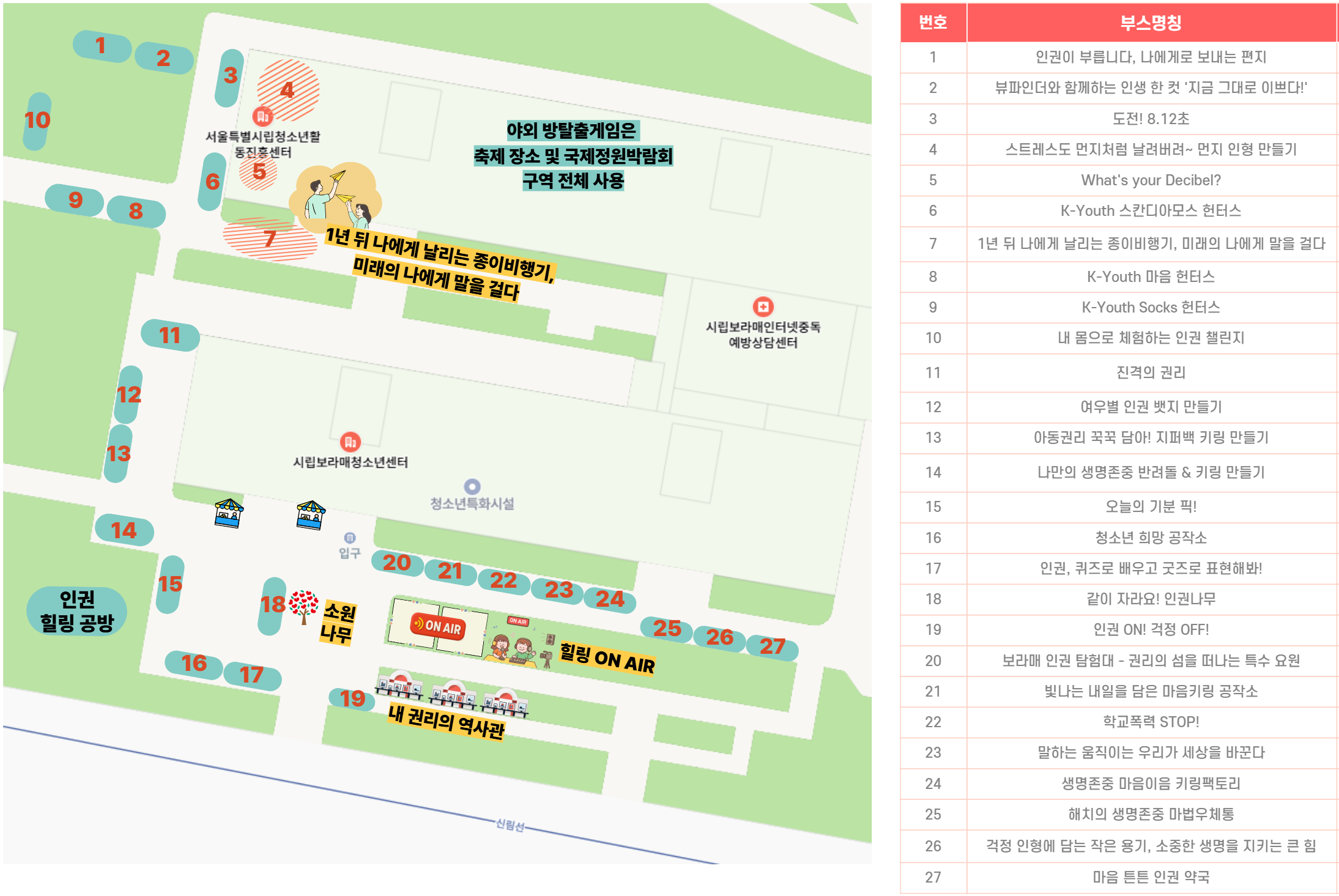 행사장 위치 참조용 부스배치도(안)